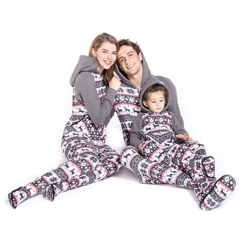 Christmas Snowflake Reindeer Hooded Onsie Pajamas